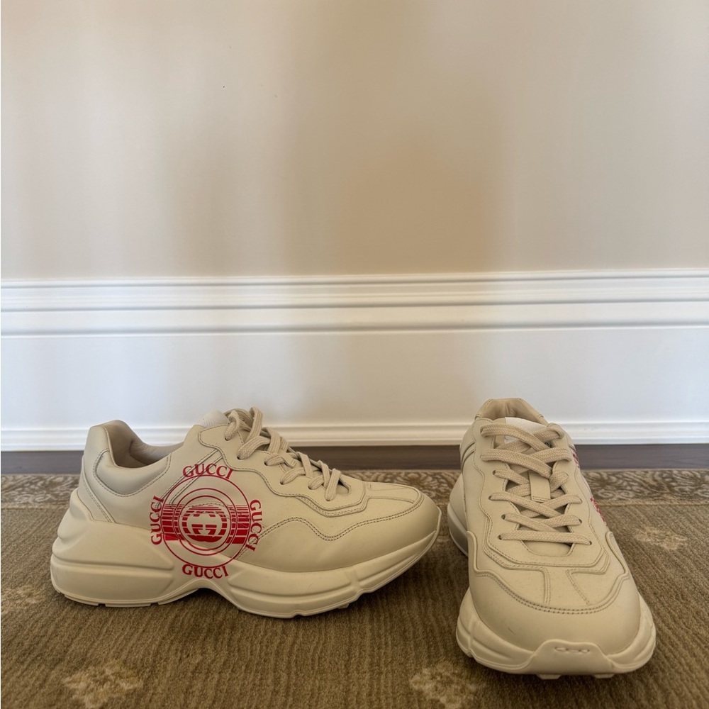 Gucci Cream Sneakers with Red Emblem- Worn once (great condition)